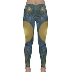 Beautiful Orange & Blue Fractal Sunflower Of Egypt Classic Yoga Leggings by jayaprime