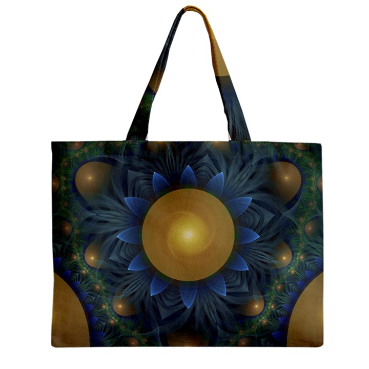 Beautiful Orange & Blue Fractal Sunflower of Egypt Zipper Mini Tote Bag