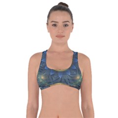 Beautiful Orange & Blue Fractal Sunflower Of Egypt Got No Strings Sports Bra by jayaprime