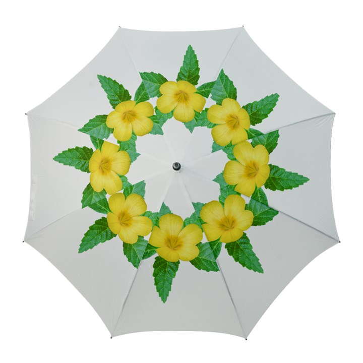 Yellow Flower With Leaves Photo Golf Umbrellas