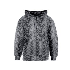 Black Floral Lace Pattern Kids  Zipper Hoodie by paulaoliveiradesign