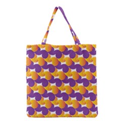 Purple And Yellow Abstract Pattern Grocery Tote Bag by paulaoliveiradesign