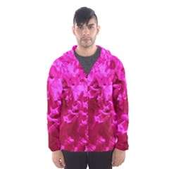 Hot Pink Floral Pattern Hooded Wind Breaker (men) by paulaoliveiradesign