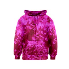 Hot Pink Floral Pattern Kids  Zipper Hoodie by paulaoliveiradesign