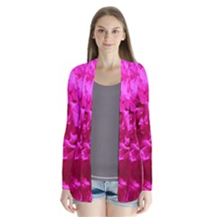 Hot Pink Floral Pattern Drape Collar Cardigan by paulaoliveiradesign