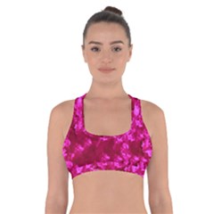 Hot Pink Floral Pattern Cross Back Sports Bra by paulaoliveiradesign