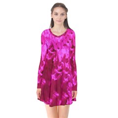 Hot Pink Floral Pattern Flare Dress by paulaoliveiradesign