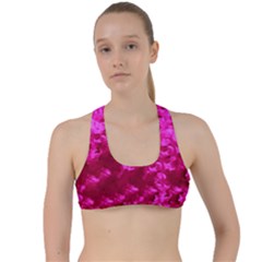 Hot Pink Floral Pattern Criss Cross Racerback Sports Bra by paulaoliveiradesign