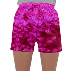 Hot Pink Floral Pattern Sleepwear Shorts