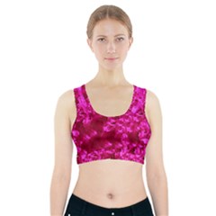 Hot Pink Floral Pattern Sports Bra With Pocket by paulaoliveiradesign