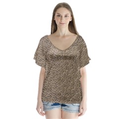 Animal Print Panthera Onca Texture Pattern Flutter Sleeve Top by paulaoliveiradesign