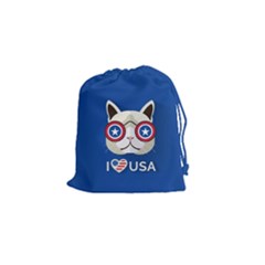 Cat I Love Usa Drawstring Pouch (small)