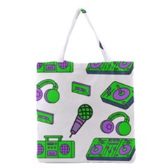 Green Music Pattern Grocery Tote Bag