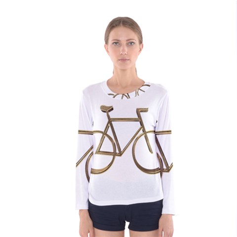 Elegant Gold Look Bicycle Cycling  Women s Long Sleeve Tee by yoursparklingshop