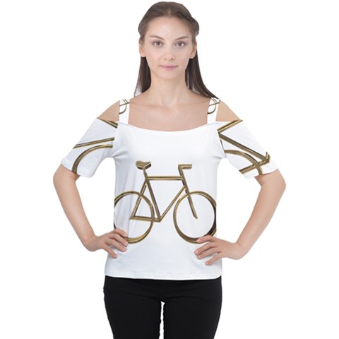 Elegant Gold Look Bicycle Cycling  Cutout Shoulder Tee by yoursparklingshop