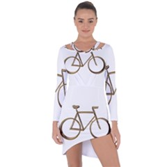 Elegant Gold Look Bicycle Cycling  Asymmetric Cut-out Shift Dress by yoursparklingshop