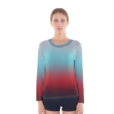 Frosted Blue And Red Women s Long Sleeve Tee by digitaldivadesigns