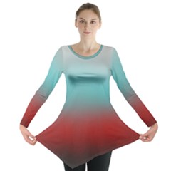 Frosted Blue And Red Long Sleeve Tunic  by digitaldivadesigns