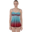 Frosted Blue and Red Babydoll Tankini Set View1