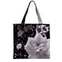 white rose black back ground greenery ! Zipper Grocery Tote Bag View1