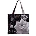 white rose black back ground greenery ! Zipper Grocery Tote Bag View2