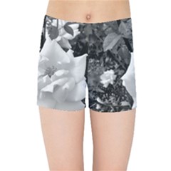 White Rose Black Back Ground Greenery ! Kids Sports Shorts by CreatedByMeVictoriaB