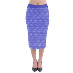 Blue Scales Velvet Midi Pencil Skirt by Brini