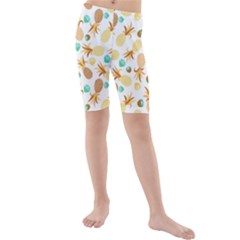 Seamless Summer Fruits Pattern Kids  Mid Length Swim Shorts by TastefulDesigns