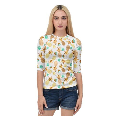 Seamless Summer Fruits Pattern Quarter Sleeve Tee by TastefulDesigns