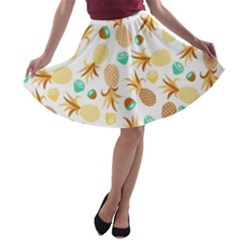 Seamless Summer Fruits Pattern A-line Skater Skirt by TastefulDesigns