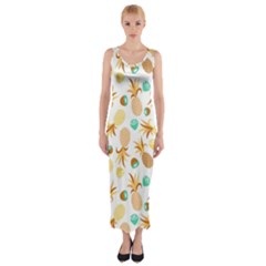 Seamless Summer Fruits Pattern Fitted Maxi Dress by TastefulDesigns