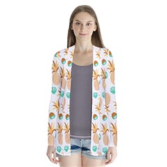 Seamless Summer Fruits Pattern Drape Collar Cardigan