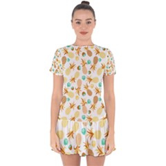 Seamless Summer Fruits Pattern Drop Hem Mini Chiffon Dress by TastefulDesigns