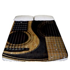 Old And Worn Acoustic Guitars Yin Yang Fitted Sheet (queen Size) by JeffBartels