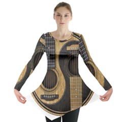 Old And Worn Acoustic Guitars Yin Yang Long Sleeve Tunic  by JeffBartels