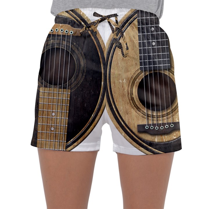 Old And Worn Acoustic Guitars Yin Yang Sleepwear Shorts