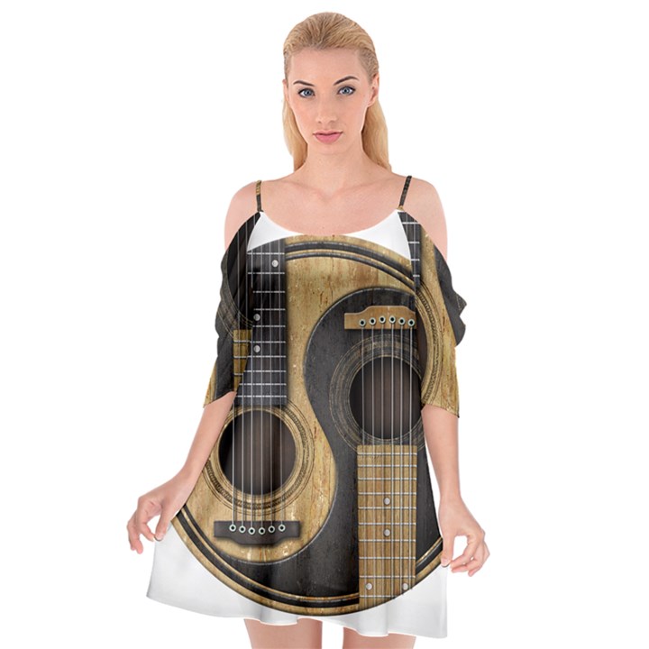 Old And Worn Acoustic Guitars Yin Yang Cutout Spaghetti Strap Chiffon Dress