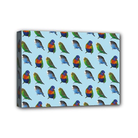 Blue Birds Parrot Pattern Mini Canvas 7  X 5  by paulaoliveiradesign