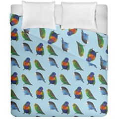 Blue Birds Parrot Pattern Duvet Cover Double Side (california King Size) by paulaoliveiradesign