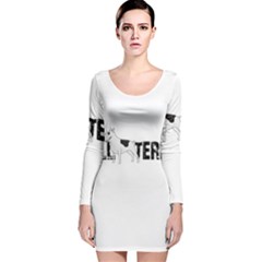 Bull Terrier  Long Sleeve Velvet Bodycon Dress by Valentinaart