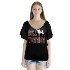 Bull Terrier  Flutter Sleeve Top by Valentinaart