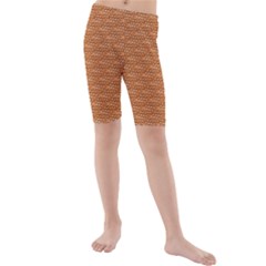 Orange Scales Kids  Mid Length Swim Shorts