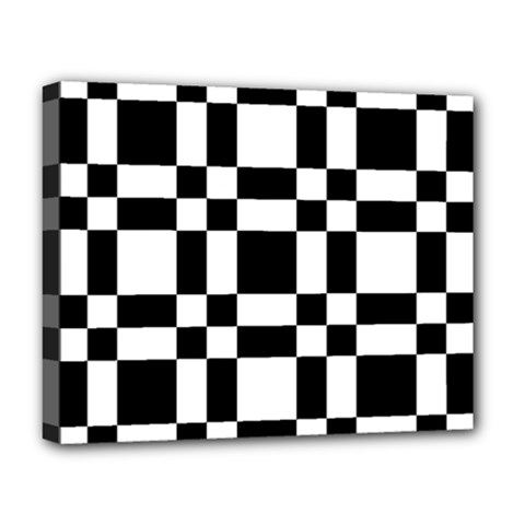 Checkerboard Black And White Deluxe Canvas 20  X 16   by Colorfulart23