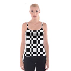 Checkerboard Black And White Spaghetti Strap Top by Colorfulart23