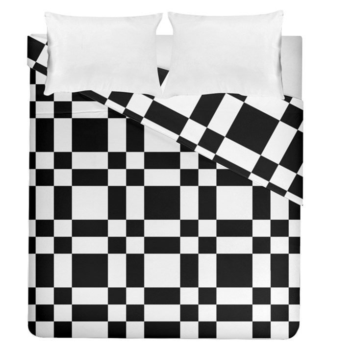 Checkerboard Black And White Duvet Cover Double Side (Queen Size)