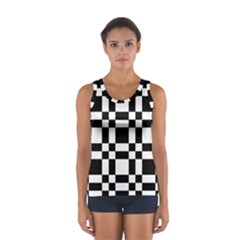 Checkerboard Black And White Sport Tank Top  by Colorfulart23