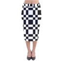 Checkerboard Black And White Velvet Midi Pencil Skirt View1