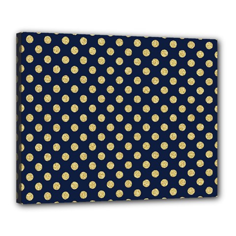 Navy/gold Polka Dots Canvas 20  X 16  by Colorfulart23