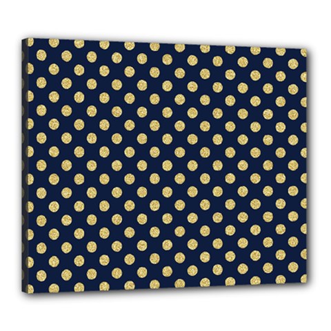 Navy/gold Polka Dots Canvas 24  X 20  by Colorfulart23