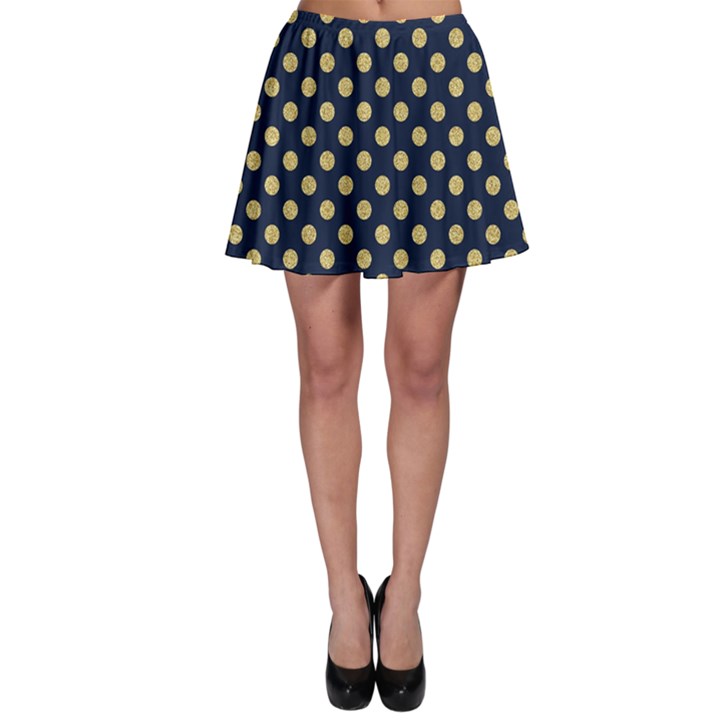 Navy/Gold Polka Dots Skater Skirt